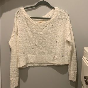 White distressed cropped sweater size small